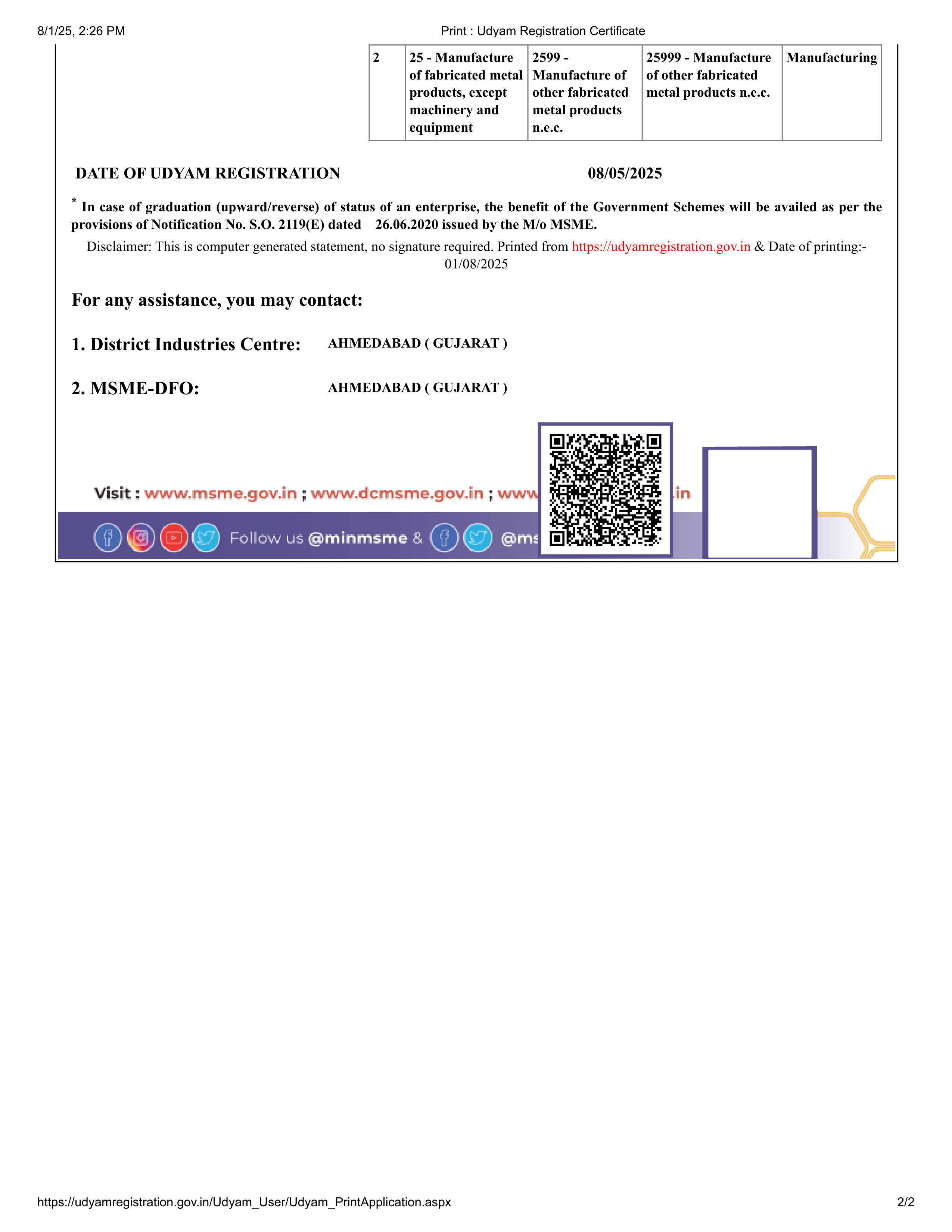 Udyam Registration Page 2
